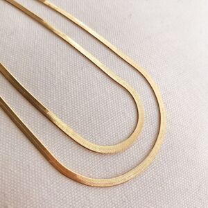 Gold Herringbone Chain Necklace